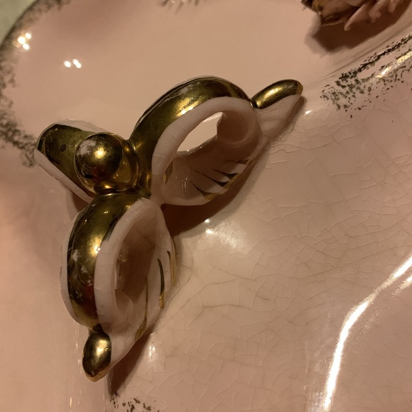 Pink and gold vintage ornate candy dish bowl pine cones - Picture 8 of 11